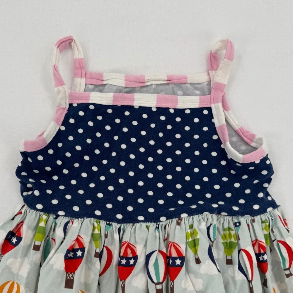 Handmade Vtg Girls Hot Air Balloon Polka Dot Mixed Media Sleeveless Dress 2T/3T